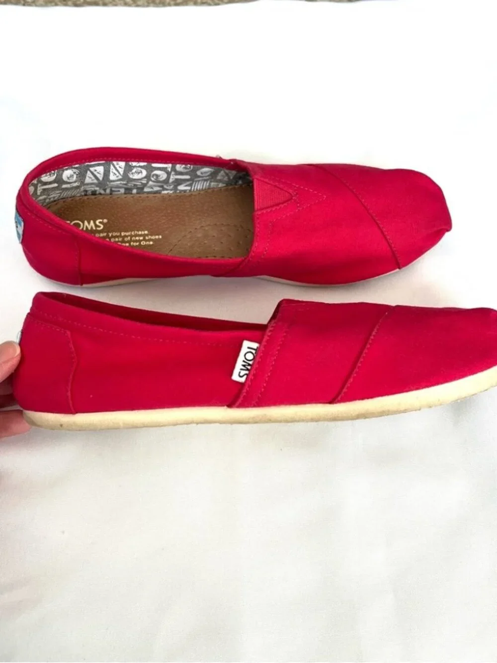 TOMS Alpargata Magenta Pink Canvas Shoes Size 8.5